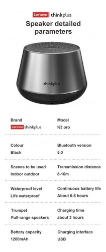 Imagem 4 de 8 de Caixa De Som Lenovo K3 Pro S/ Fio Portátil Surround Subwoofe