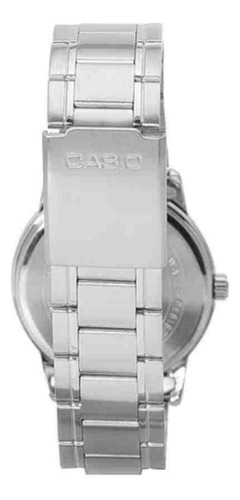 Relógio Casio Classic Prata Masculino Mtp-v001d-1budf-sc Correia Prateado Bisel Prateado Fundo Preto