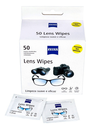 Imagem 1 de 8 de Lens Wipes Zeiss Com 50 Lenços Umedecidos- Nova Embalagem