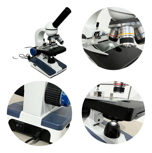 Microscópio Monocular + 12 Lâminas Preparadas Plásticas 640x