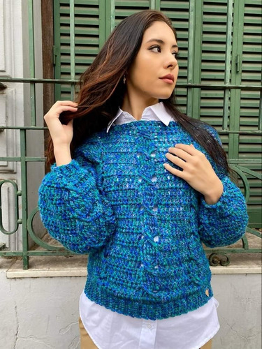 Imagen 3 de 4 de Sweater Tejido A Crochet Con Trenzas
