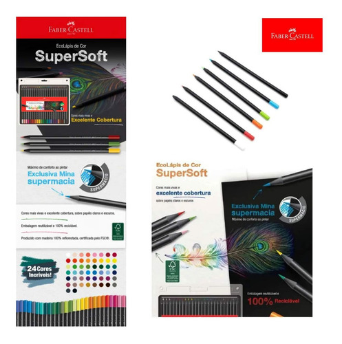 Imagem 2 de 10 de Kit Lapis Cor Caixa 24 Cores Faber Castell