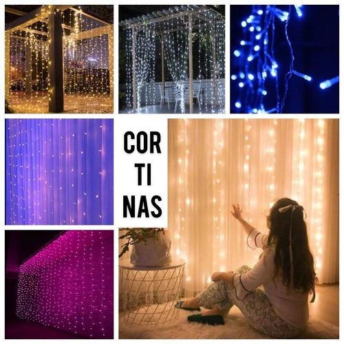 Imagen 1 de 8 de Luces Led Cortina 3x3 Cálido O Blanco Decoración Eventos
