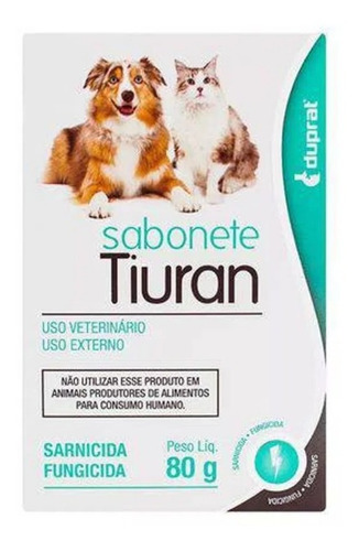 Sabonete Sarnicida E Fungicida Tiuran 80 G Cães E Gatos