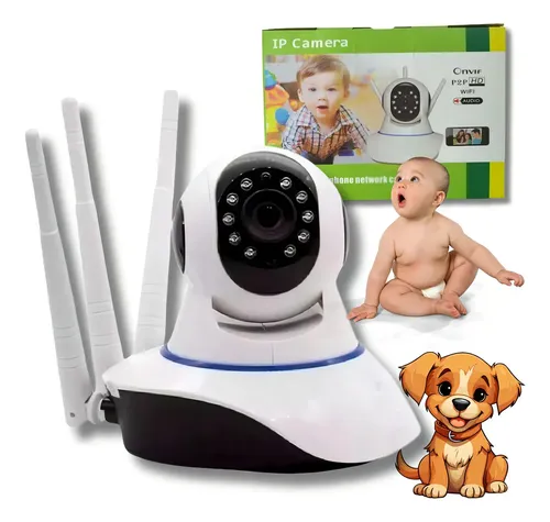 Câmera Wifi Segurança Babá Pet De Estimação Eletrônica 360° Cor Branco