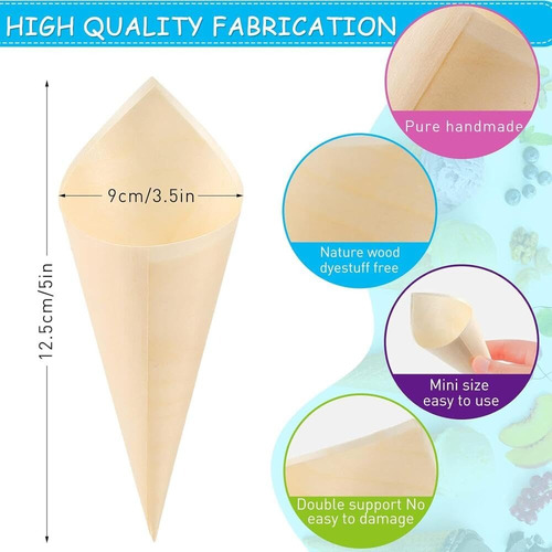 100 Piezas De Conos Desechables De Papel Helado Porta