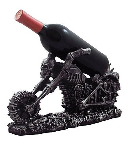 Graveyard Biker Skulls Y Skeleton Motorcycle Wine Bottle