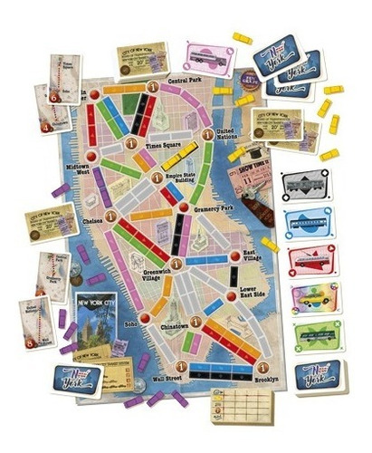 Imagen 2 de 3 de Aventureros Al Tren New York Juego De Mesa