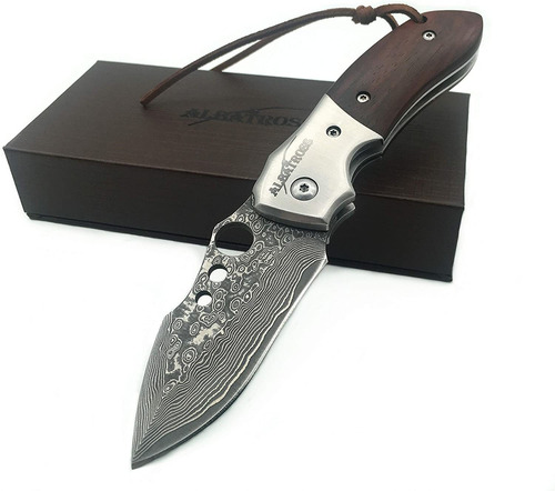 Navaja De Bolsillo Plegable Sharp Albatross Edc, Damasco