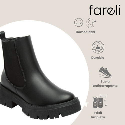 Botas Chelsea Mujer Urbana Combat Matilda Negro Fareli