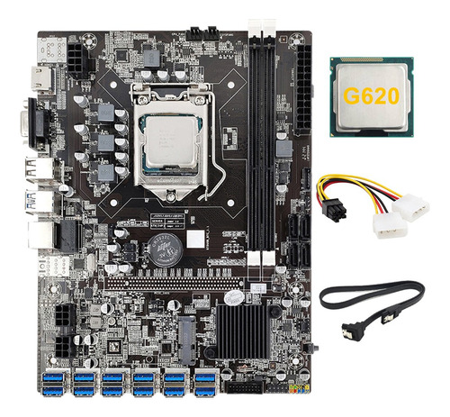 Placa Base De Minería De 12 Tarjetas B75+cpu G620+alimentaci