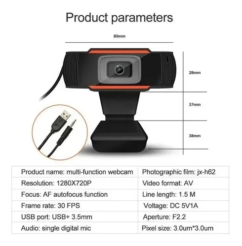 Camara Web Webcam Para Pc Con Microfono Hd 720p Zoom Noga