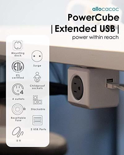 Power Strip, Allocacoc Powercube | Ampliado |, 4 Salidas Y 2