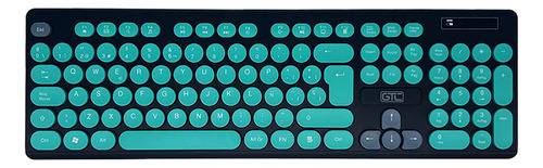 Kit Combo Teclado Y Mouse Inalambrico Gtc Cbg-027 Usb Optico Mouse Verde Claro Agua Teclado Verde Claro Agua