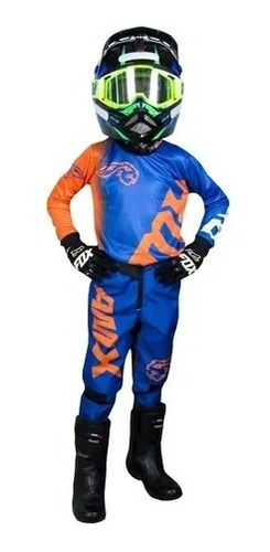 Imagem 4 de 7 de Conjunto Calça Camisa Infantil Xtreme Amx Azul Com Laranja