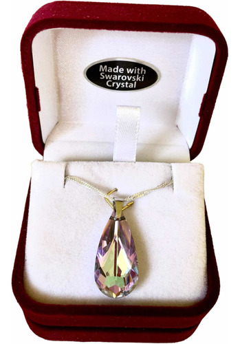 Collar Swarovski Pear Drop Vitrail Light Plata 925 Exclusivo