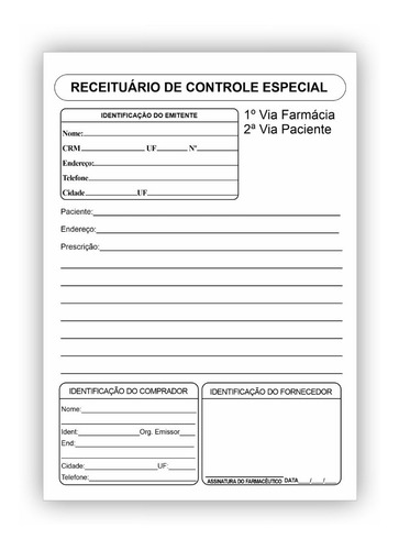 10 Bl Rec. Médico Controle Espc. 3 Vias Carbon. Personalizad