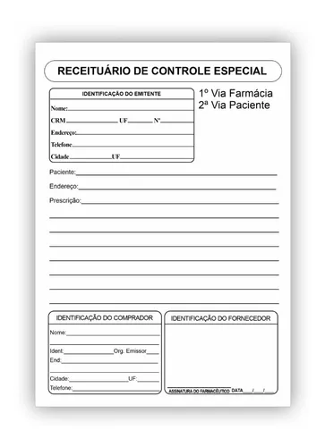 Receituário de Controle Especial: Psiquiatria Adulto CRM 197539