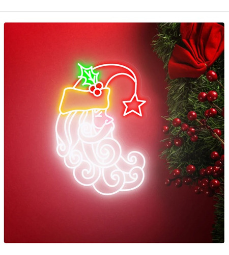 Letrero Led Neon Santa Viejo Pascuero Noe Alto 55cm Luminoso