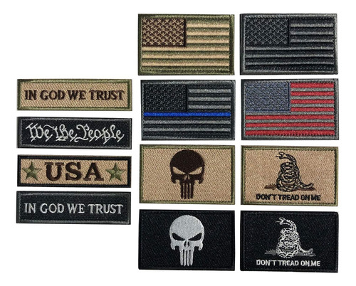 Lote De 12 Parches De Bandera De Estados Unidos Con Diseño 