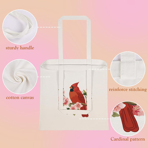 Bolsa De Algodón Para Mujer Con Diseño Cardenal