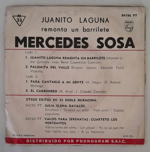 Qd Vinilo Simple Mercedes Sosa - J. Laguna Remonta Barrilete (Usado)