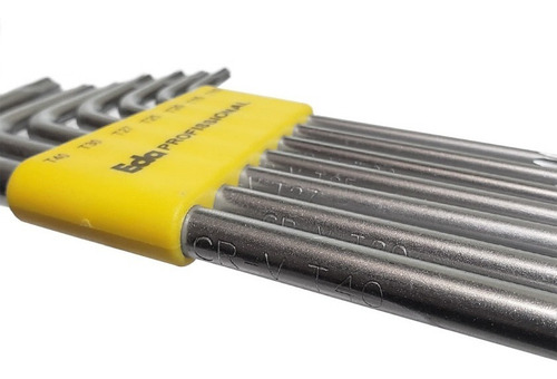 Imagem 3 de 5 de Chave Torx T10 A T40 C/ 7 Peças Aço Cromo Vanádio - Eda 8qg