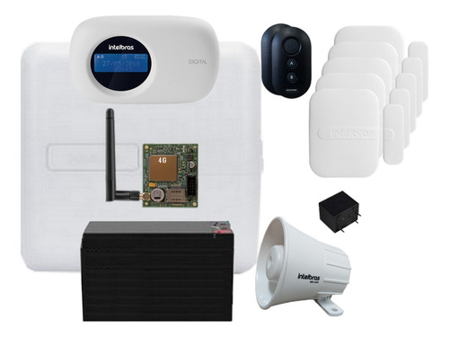 Kit Alarme Intelbras Amt 2018 E Smart App 4g 5 Sensor Porta