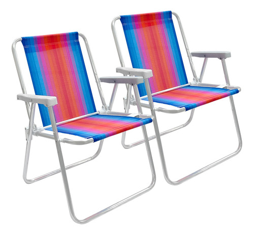 Sillón Playa X 2 Camping Pescador Aluminio Rafia Mor 2101