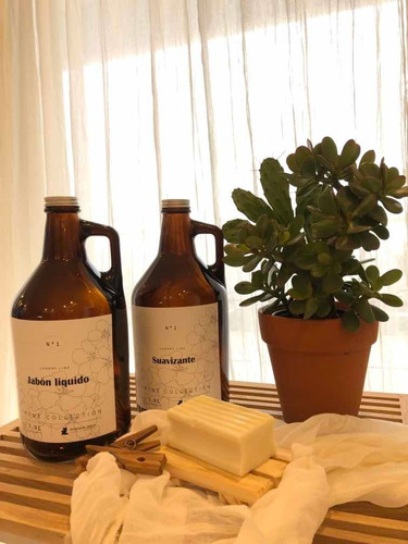 Set Lavadero Botellon De Vidrio Laundry 1900ml Pack X 2