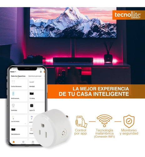 Imagen 6 de 10 de Enchufe Inteligente Wifi Multivoltaje Tecnolite