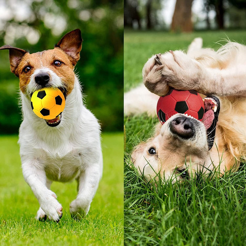 4 Piezas Squeak Látex Perro Juguete De Fútbol Entrenamiento