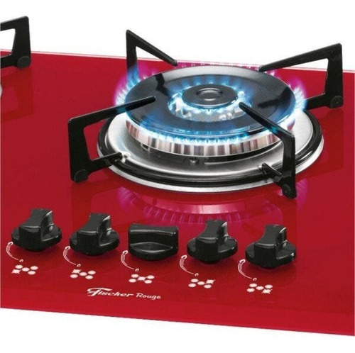 Cooktop 5 Bocas Tc Gás Mesa Vidro Rouge Fischer 127v Idwt