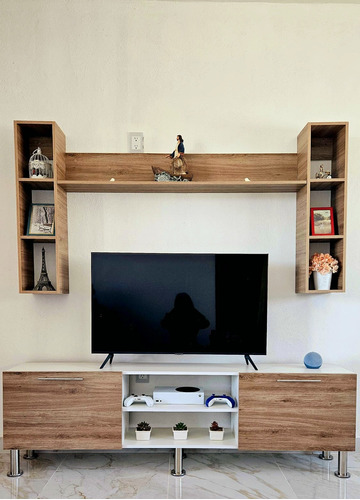 Mueble Para Tv 180 Cm Con Repisa Y Estantes Flotantes