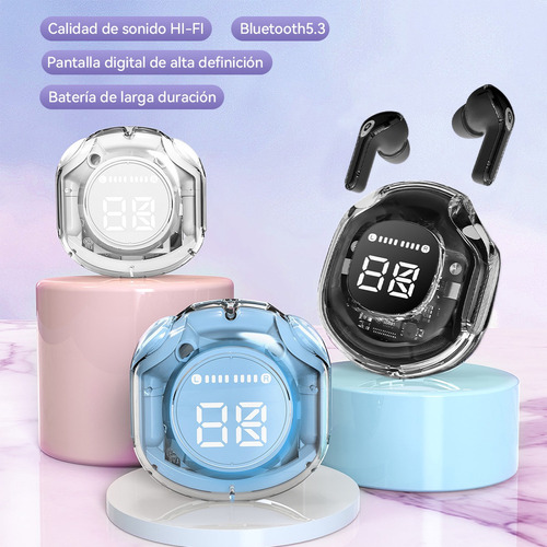Audifonos Bluetooth Auriculare Inalambricos Transparente Led