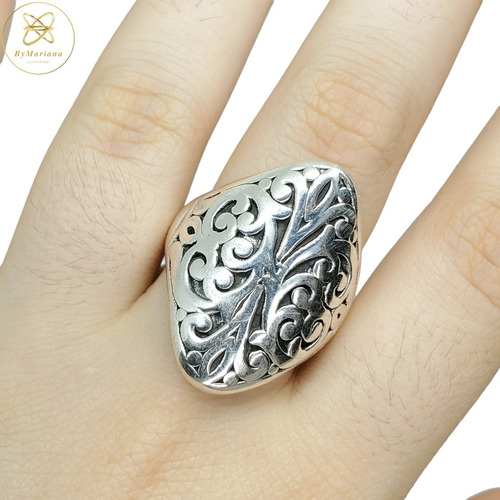 Anillo Plata Inflada Tipo Mandala