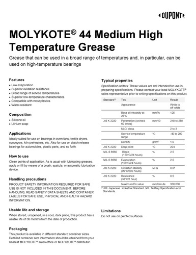 Molykote 44 Medium Grasa Para Alta Temperatura 10x400g
