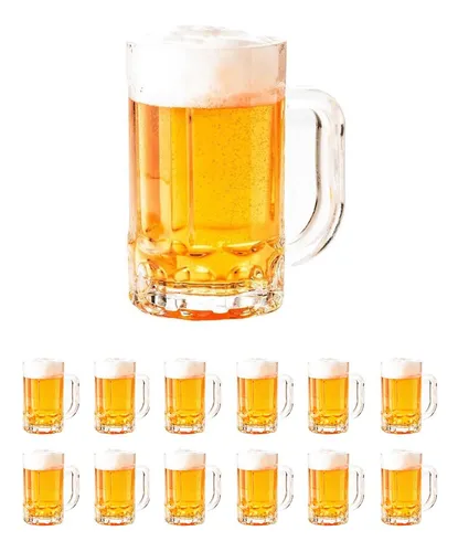 comprar 12 Caneca De Chopp Cerveja Bebida Vidro Resistente 400ml