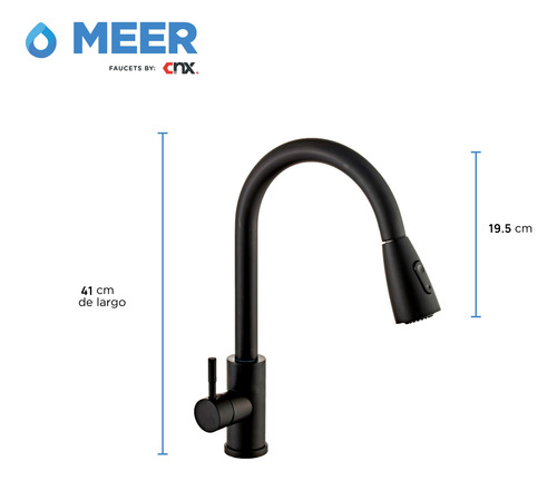Cnx Mezcladora Flexible Monomando Para Fregadero Negro