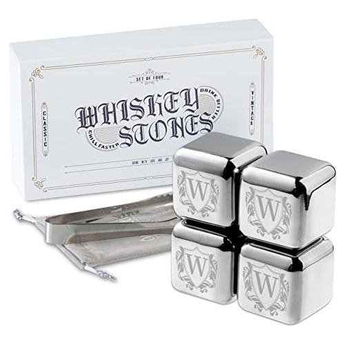 Juego De Regalos De Piedras De Whisky Con Inicial Para Hombr