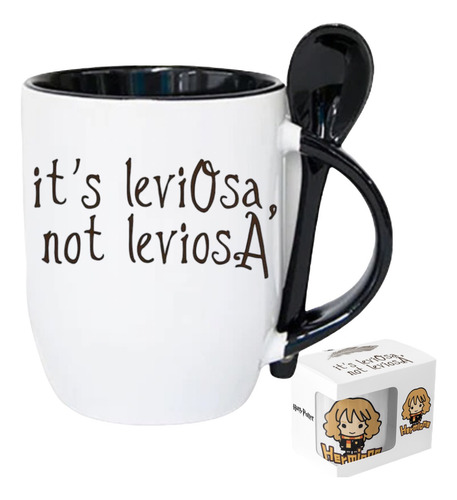 Taza Con Cuchara Hermione Harry Potter+caja De Regalo Negro Hermione