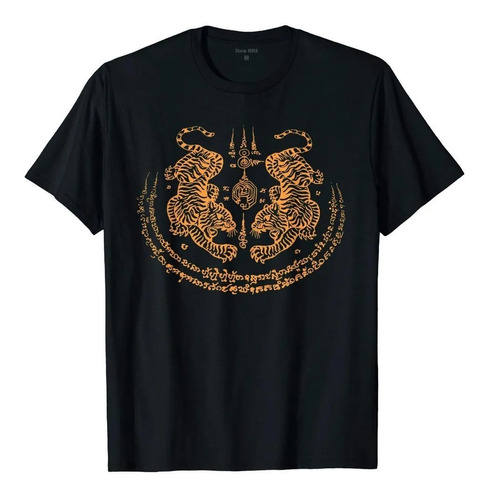 Remera Muay Thai 2 Tigers Thailand Orange 100% Algodón 