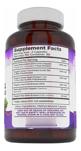 Vitaminas Trans Resveratrol En Capsulas 1450mg Antioxidante