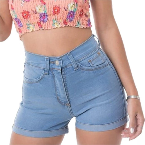 Short Jean Denim Mujer Elastizado Tiro Alto