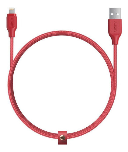 Cable Mfi Aukey de 2 m compatible con Lightning para iPhone y iPad, color rojo