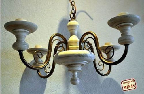 Imagem 2 de 4 de Lustre Torneado 4 Lâmpadas (cód.: L-45)