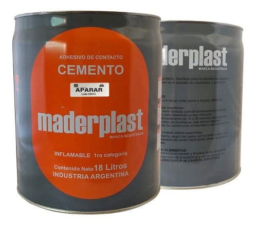 Adhesivo Contacto Cemento Maderplast 18lt P/ Aparar Calzado