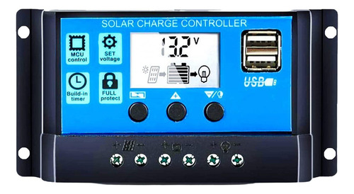 Controlador Regulador Carga Solar Digital 12v 24v 30a 2 Usb