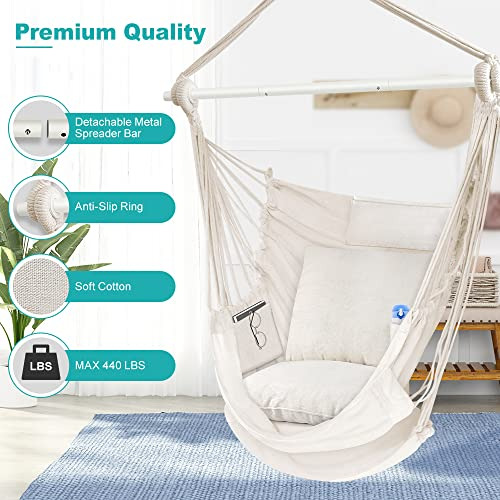 Outerman Silla Hamaca, Silla Colgante Con 3 Cojines Y Soport