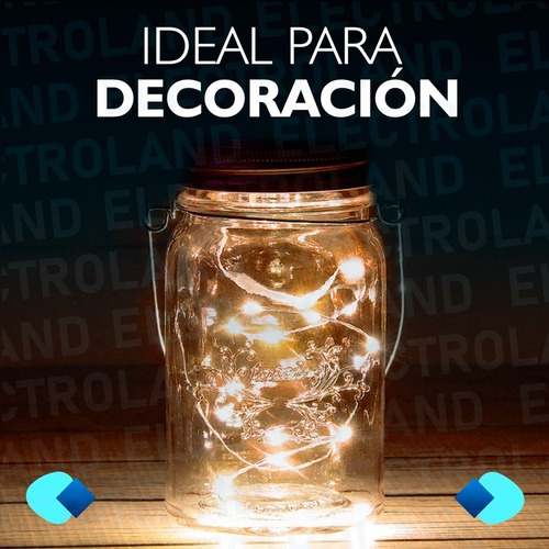 Imagen 5 de 10 de Pack X 10 Luces Guirnalda Calidas Alambre 30 Led A Pila